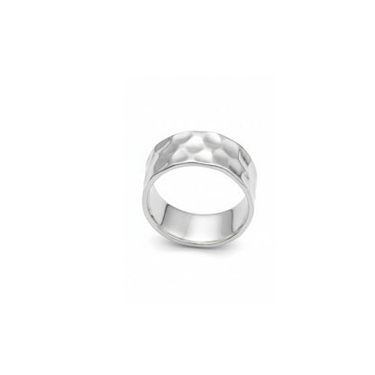 925 Silver Hammered Band Ring – Textured Elegance