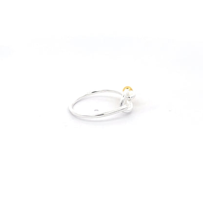 925 Silver Knot Ring with Gold-Plated Bead Accent