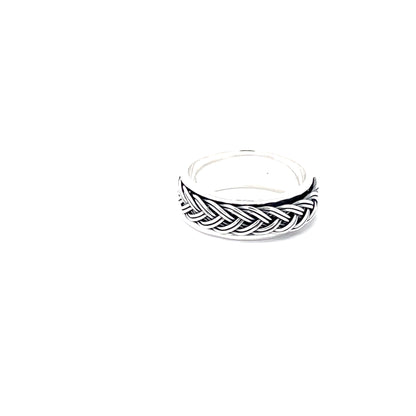 925 Silver Braided Band Ring –Handwoven Textured Statement Jewelry