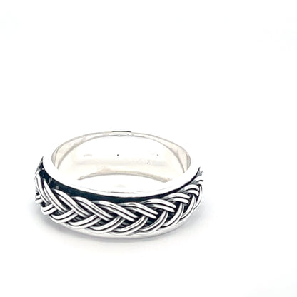 925 Silver Braided Band Ring –Handwoven Textured Statement Jewelry