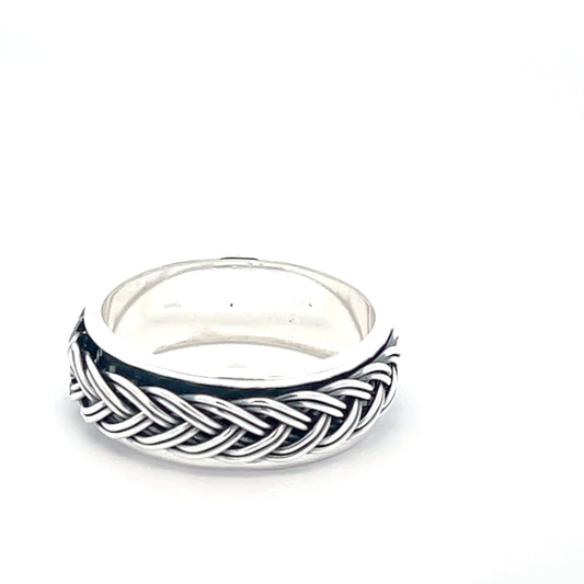 925 Silver Braided Band Ring –Handwoven Textured Statement Jewelry