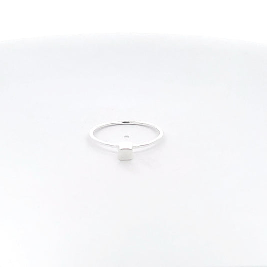 925 Silver Minimalist Cube Ring – Modern Chic