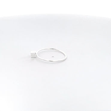 925 Silver Minimalist Cube Ring – Modern Chic