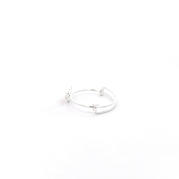 925 Silver Kids Adjustable Ring with Red Heart Accent