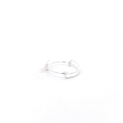 925 Silver Kids Adjustable Ring with Red Heart Accent