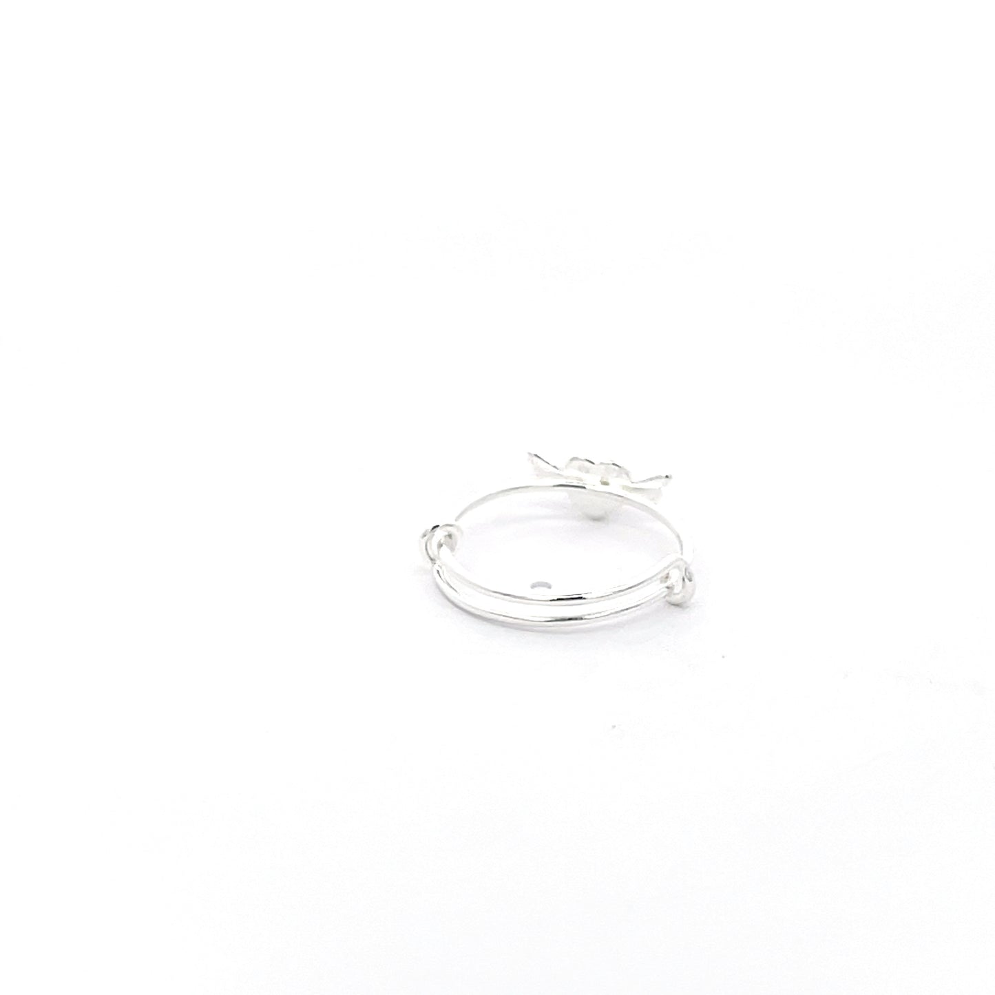 925 Silver Kids Adjustable Ring with Red Heart Accent