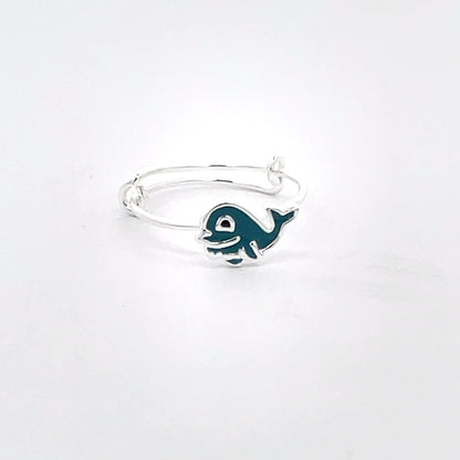 925 Silver Kids Toe Ring with Blue Dolphin Motif