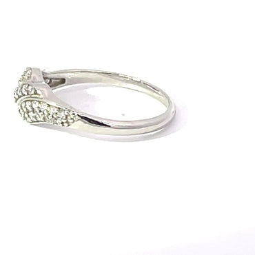 925 Silver Leaf Ring with Cubic Zirconia Accents