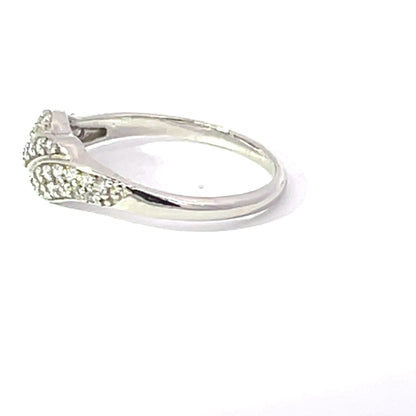 925 Silver Leaf Ring with Cubic Zirconia Accents
