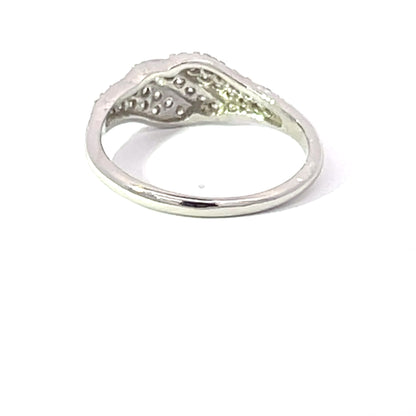 925 Silver Leaf Ring with Cubic Zirconia Accents