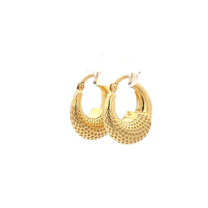 925 Silver 14K Yellow Gold-Plated Textured Hoop Earrings