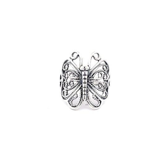 925 Silver Filigree Butterfly Statement Ring