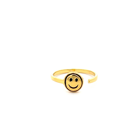 Gold-Plated 925 Silver Smiley Ring