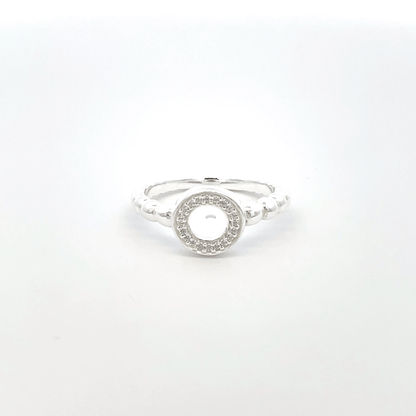 925 Silver Beaded Halo Ring