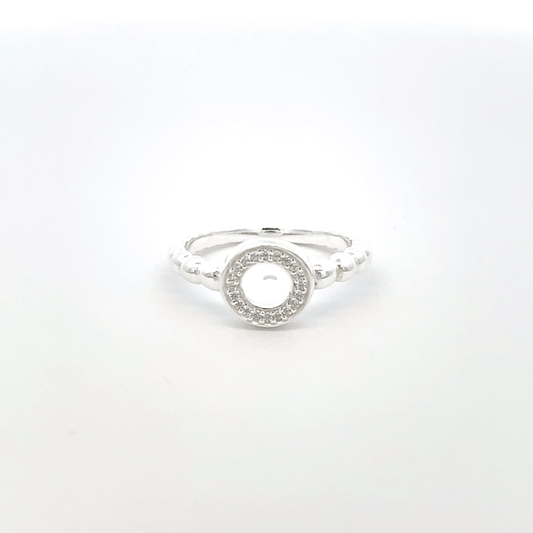 925 Silver Beaded Halo Ring