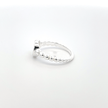 925 Silver Beaded Halo Ring