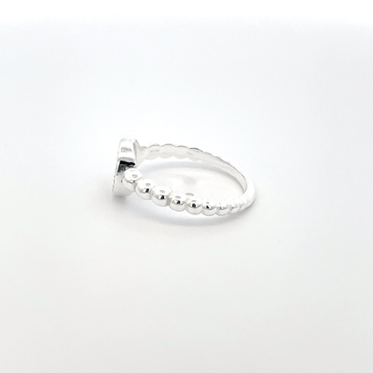 925 Silver Beaded Halo Ring