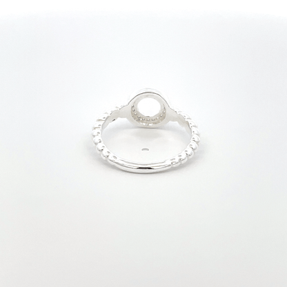 925 Silver Beaded Halo Ring