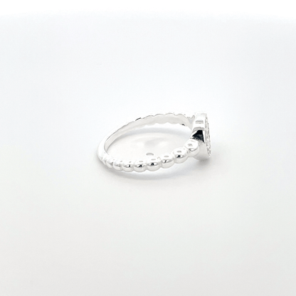 925 Silver Beaded Halo Ring