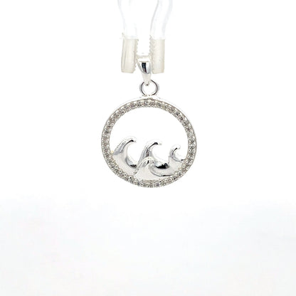 Anhänger „Ozeanwelle“ aus 925er Sterlingsilber mit Zirkonia-Fassung