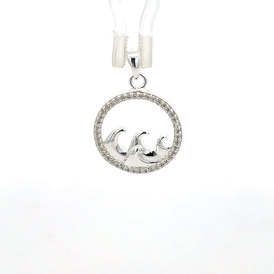 Anhänger „Ozeanwelle“ aus 925er Sterlingsilber mit Zirkonia-Fassung