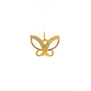 Pendentif papillon en argent 925 plaqué or 14K
