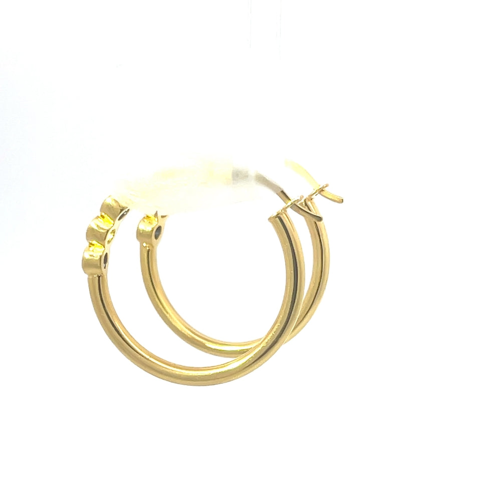 925er Silber, 14 Karat gelbvergoldet, Creolen mit blauen Steinen