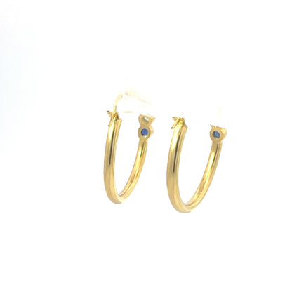 925er Silber, 14 Karat gelbvergoldet, Creolen mit blauen Steinen