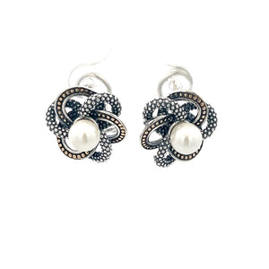 925 Silver Stud Earrings with Beaded Design