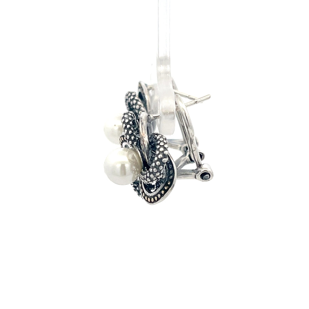 Ohrstecker aus 925er Silber mit Perlenmuster