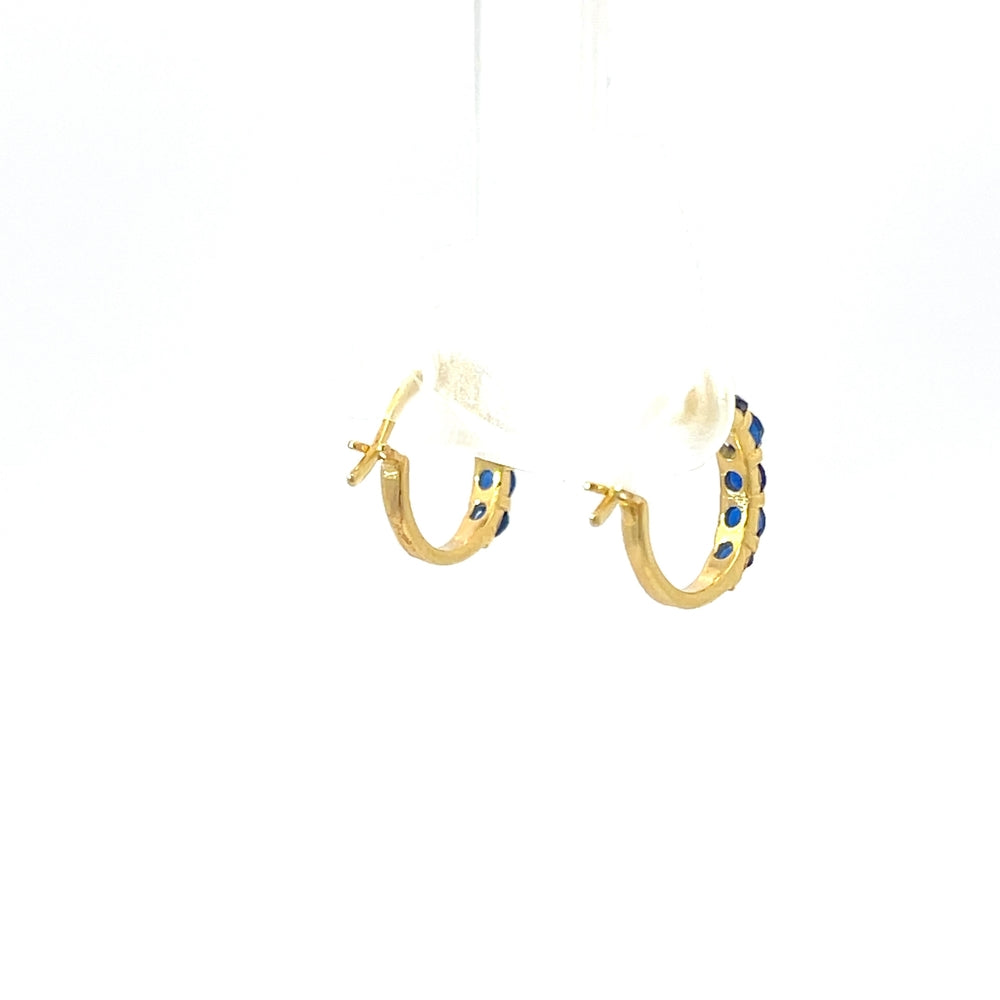 Ohrringe aus 925er Silber, 14 Karat vergoldet, mit blauen Saphiren