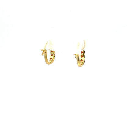 Ohrringe aus 925er Silber, 14 Karat vergoldet, mit roten Steinen