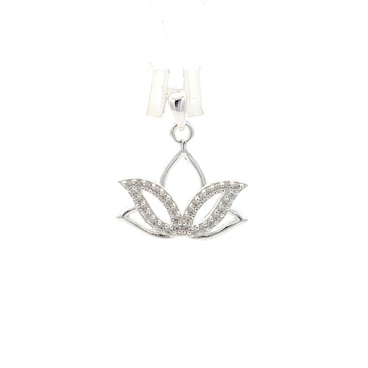 Lotus-Anhänger aus 925er Sterlingsilber mit Zirkonia-Akzenten