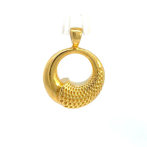 925 Silver 14K Yellow Gold-Plated Circle Pendant with Textured Design