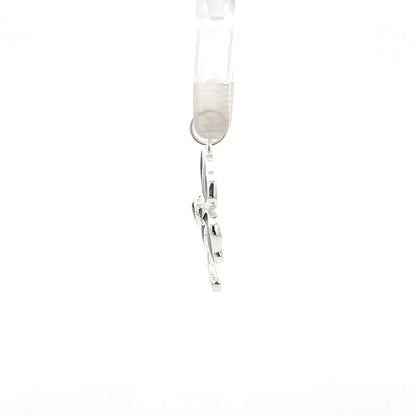 Anhänger in Form eines vierblättrigen Kleeblatts aus 925er Sterlingsilber mit grüner Emaille