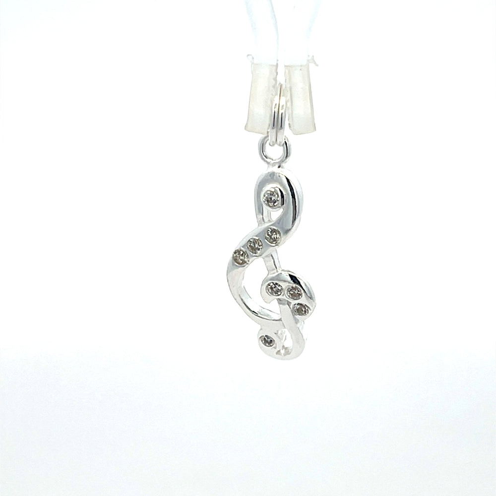 Musikalischer Notenanhänger aus 925er Silber mit Zirkonia-Akzenten