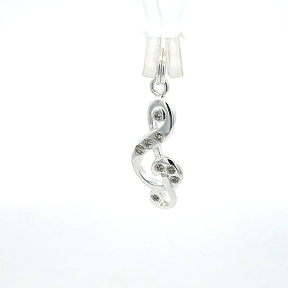 Musikalischer Notenanhänger aus 925er Silber mit Zirkonia-Akzenten