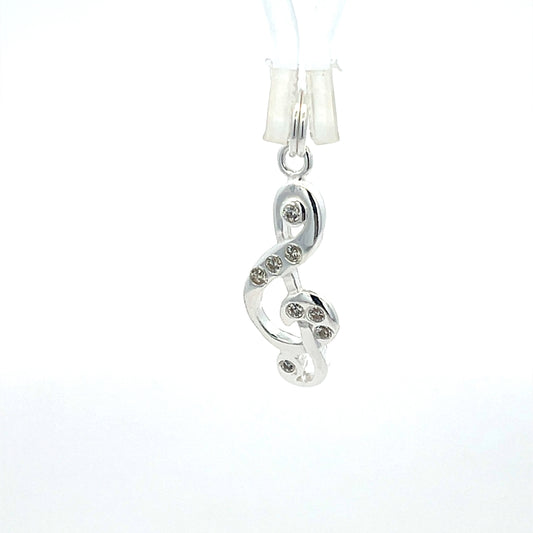 Musikalischer Notenanhänger aus 925er Silber mit Zirkonia-Akzenten