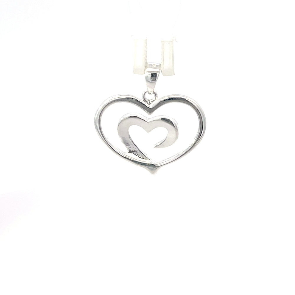 Doppelherz-Anhänger aus 925er Sterlingsilber mit Glitzerfinish