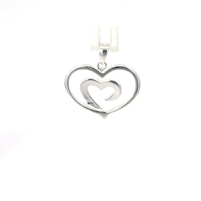 Doppelherz-Anhänger aus 925er Sterlingsilber mit Glitzerfinish