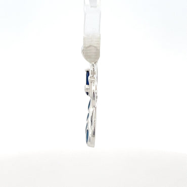 Katzenanhänger aus 925er Sterlingsilber mit blauen Harzdetails