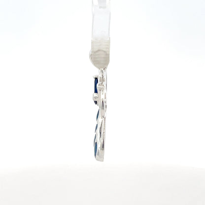 Katzenanhänger aus 925er Sterlingsilber mit blauen Harzdetails