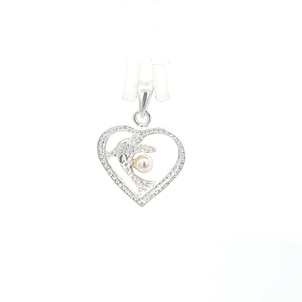 Delfin-Herz-Anhänger aus 925er Sterlingsilber