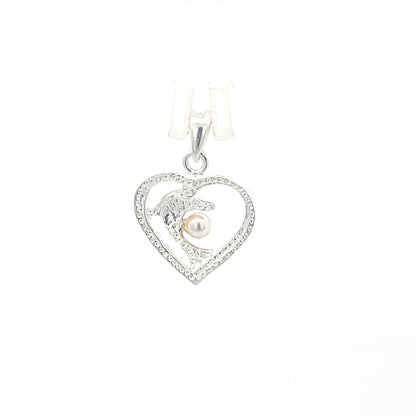 Delfin-Herz-Anhänger aus 925er Sterlingsilber