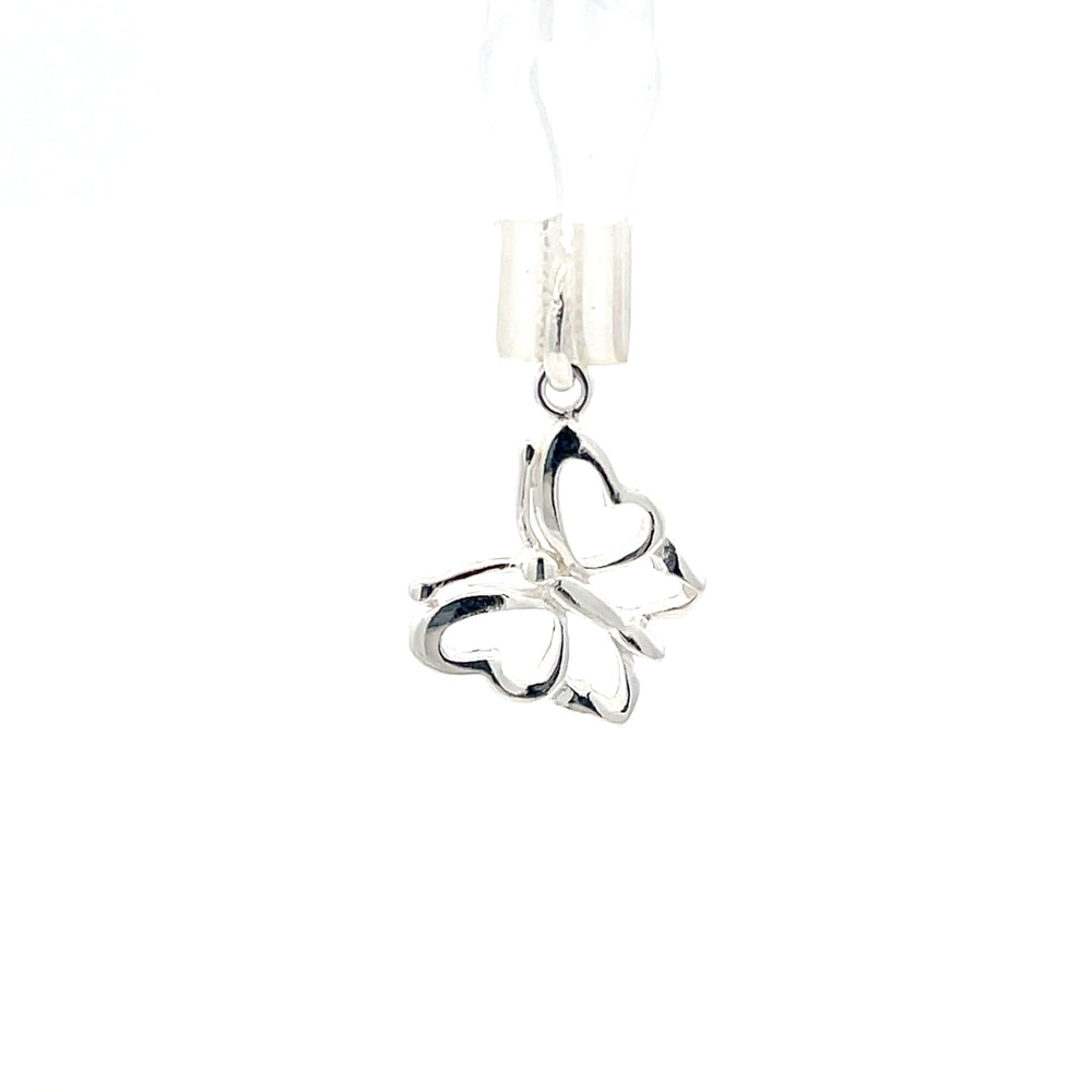 Herzförmiger Schmetterlingsanhänger aus 925er Silber