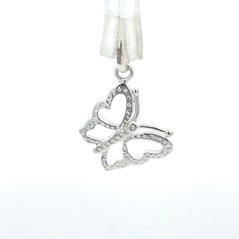 Herzförmiger Schmetterlingsanhänger aus 925er Silber