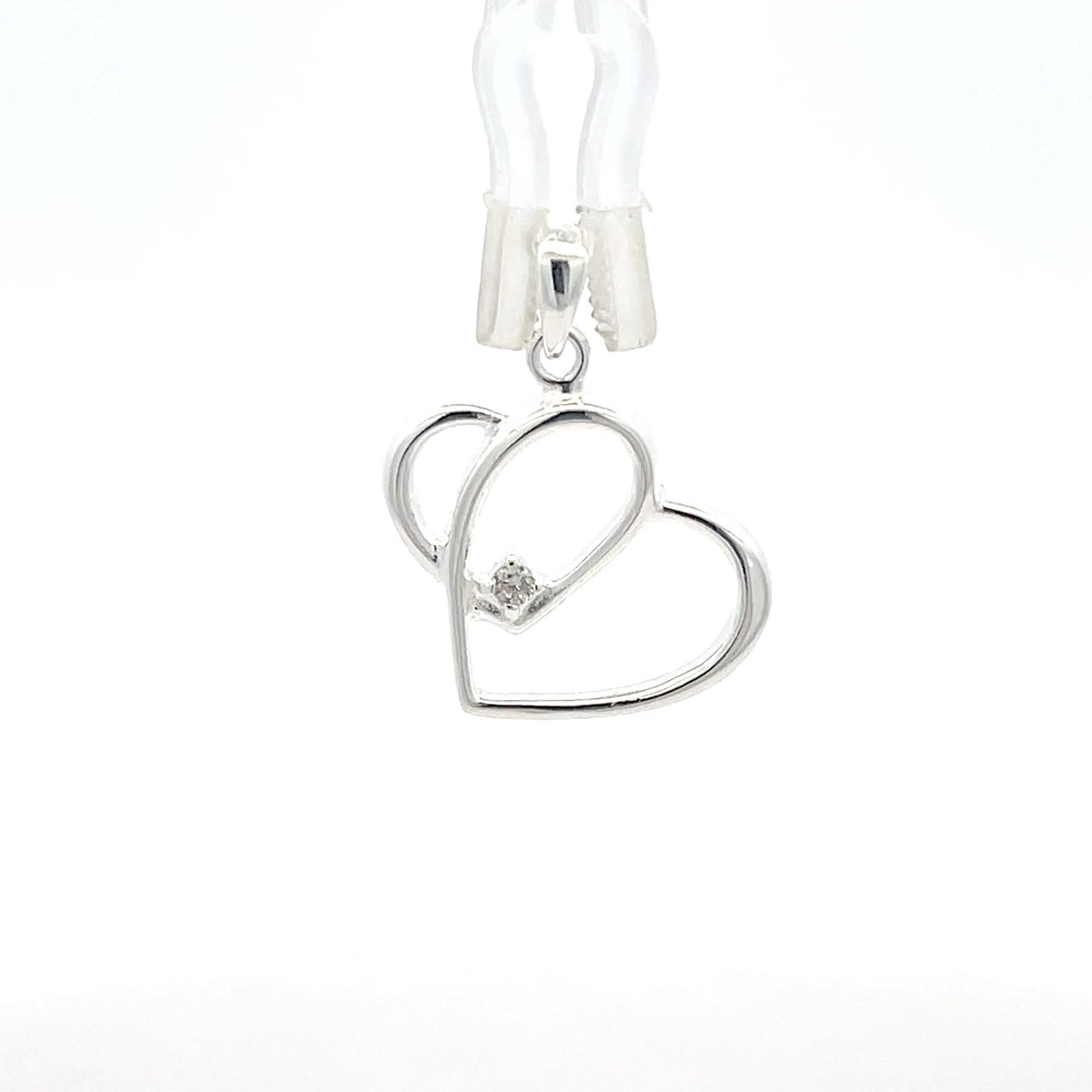 Doppelherz-Anhänger aus 925er Sterlingsilber mit Zirkonia-Akzent