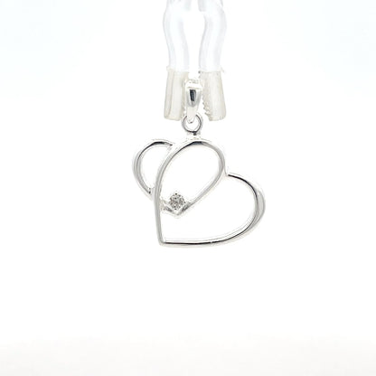 Doppelherz-Anhänger aus 925er Sterlingsilber mit Zirkonia-Akzent
