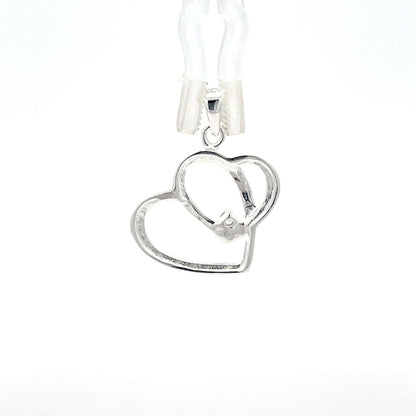 Doppelherz-Anhänger aus 925er Sterlingsilber mit Zirkonia-Akzent