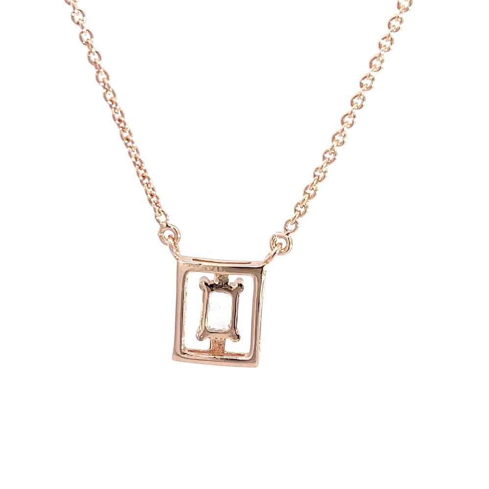 Quadratische Halskette mit Zirkonia-Anhänger aus 925er Sterlingsilber, rosévergoldet, mit verstellbarer Kette